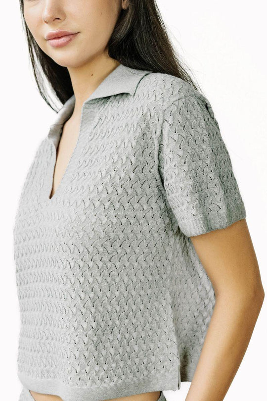 WANDA | Egyptian Cotton Pointelle knit Polo Shirt