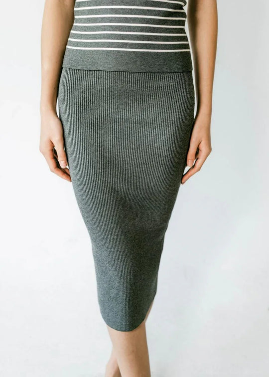 ELLERY | Ribbed High Waisted Midi Skirt