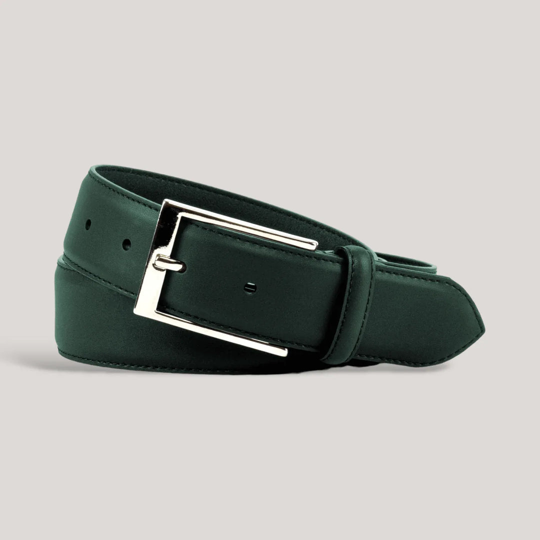 SOPHOS - Forest Green Vegan Belt - Silver | Made To Order | Sustainable Belts | ALLTRUEIST