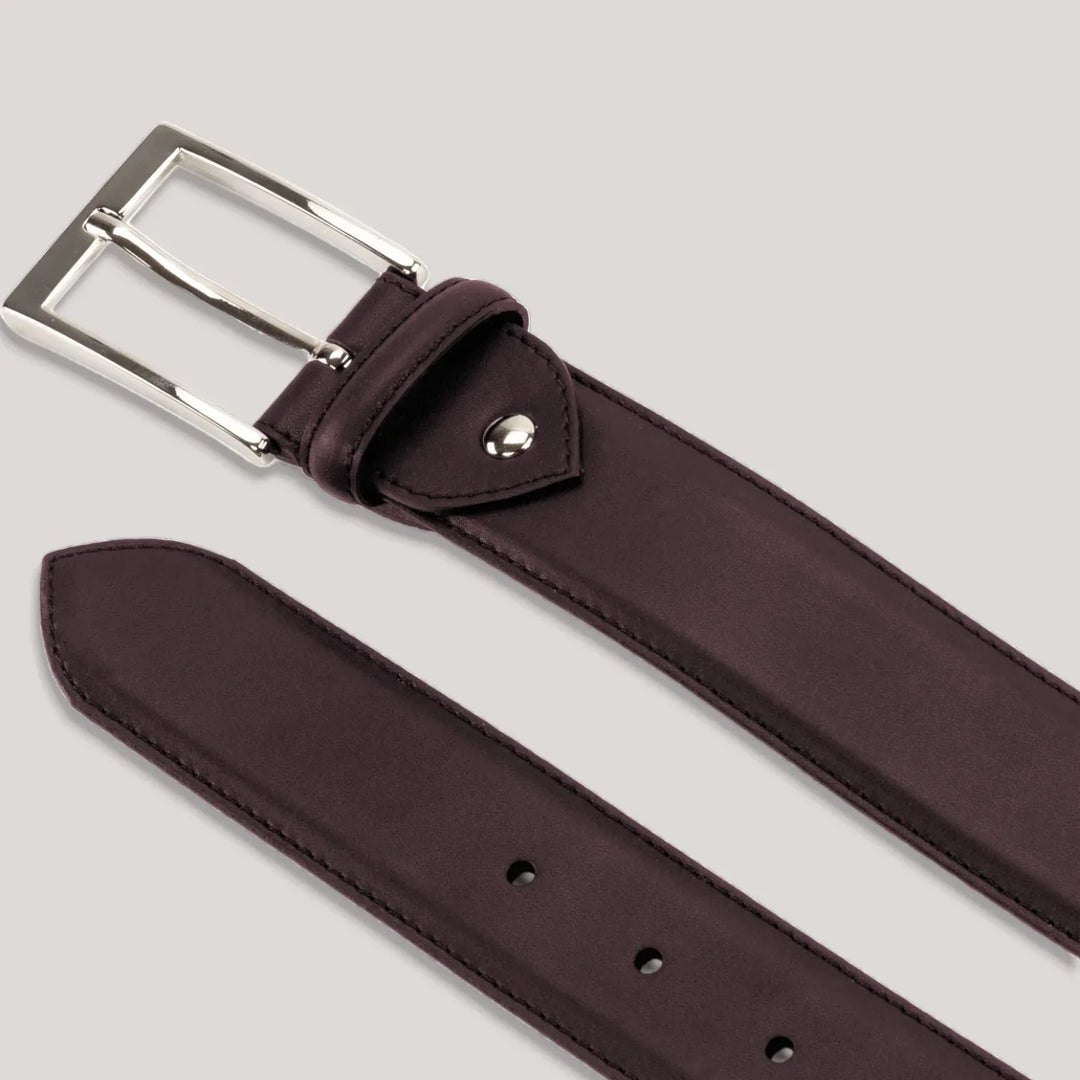 SOPHOS - Burgundy Vegan Belt - Silver | Made To Order | Sustainable Belts | ALLTRUEIST
