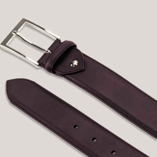 SOPHOS - Burgundy Vegan Belt - Silver | Made To Order | Sustainable Belts | ALLTRUEIST