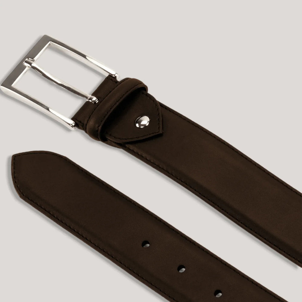 SOPHOS - Dark Brown Vegan Belt - Silver | Made To Order | Sustainable Belts | ALLTRUEIST