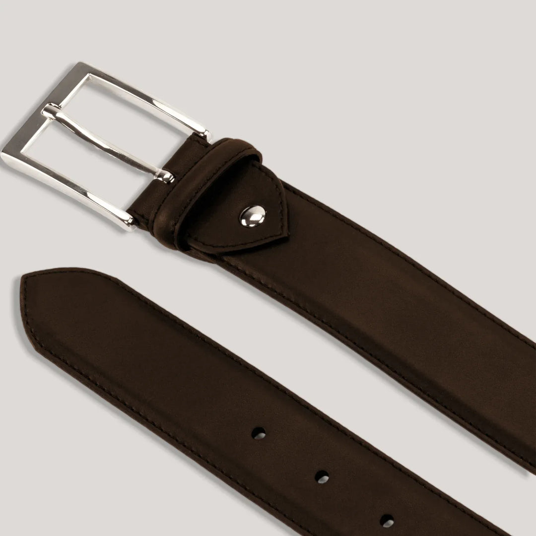 SOPHOS - Dark Brown Vegan Belt - Silver | Made To Order | Sustainable Belts | ALLTRUEIST