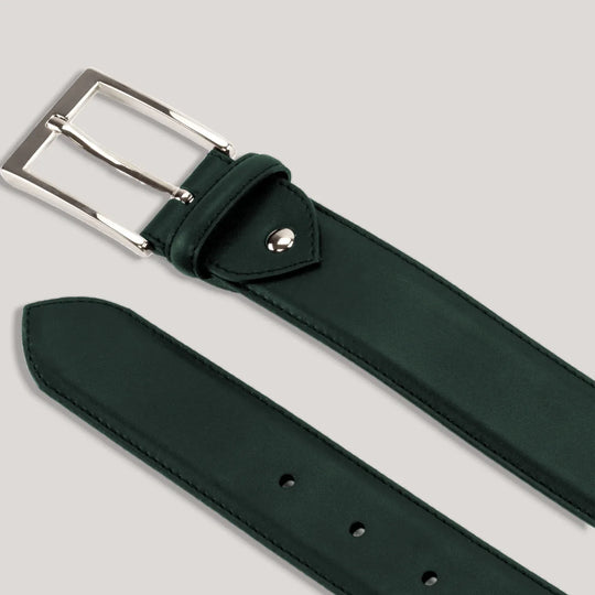 SOPHOS - Forest Green Vegan Belt - Silver | Made To Order | Sustainable Belts | ALLTRUEIST