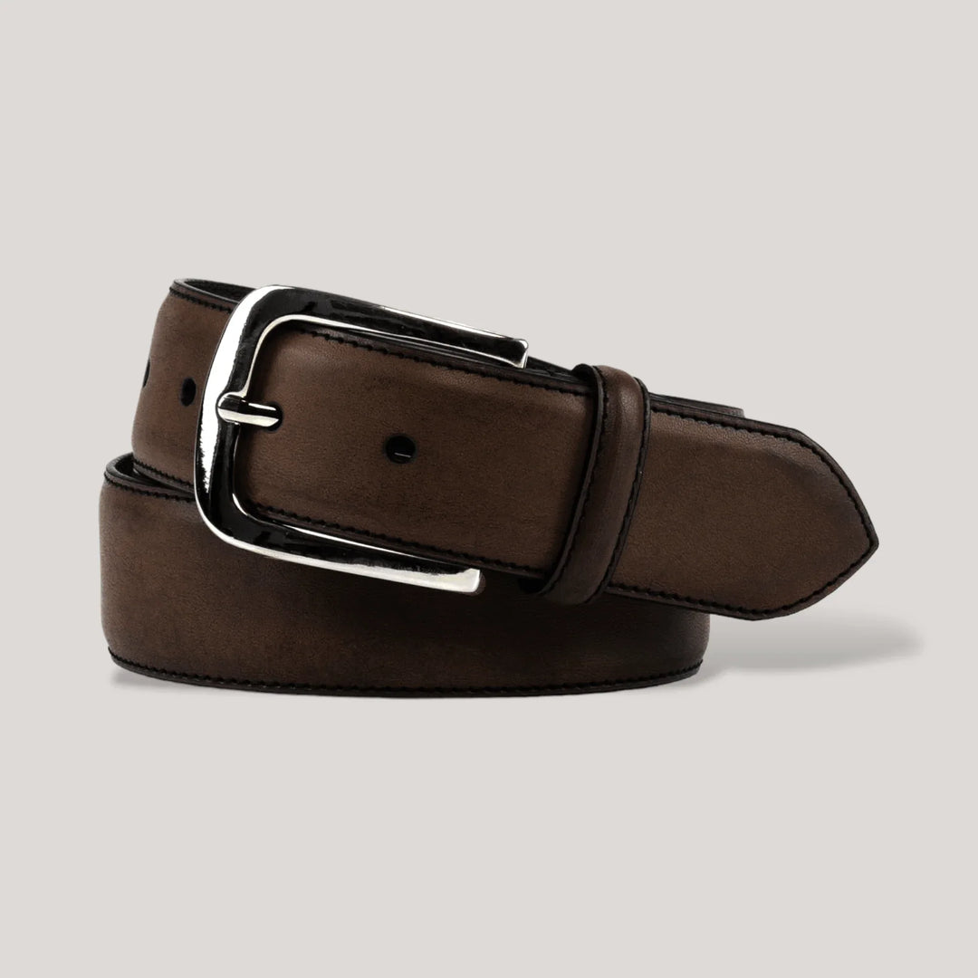 LUMEN - Dark Brown Vegan Belt - Silver | Made To Order | Sustainable Belts | ALLTRUEIST
