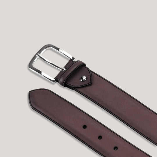 LUMEN - Burgundy Vegan Belt - Silver | Made To Order | Sustainable Belts | ALLTRUEIST