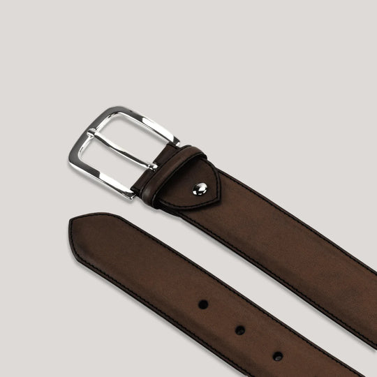 LUMEN - Dark Brown Vegan Belt - Silver | Made To Order | Sustainable Belts | ALLTRUEIST