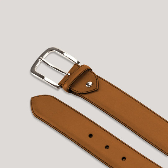 LUMEN - Tan Vegan Belt - Silver | Made To Order | Sustainable Belts | ALLTRUEIST