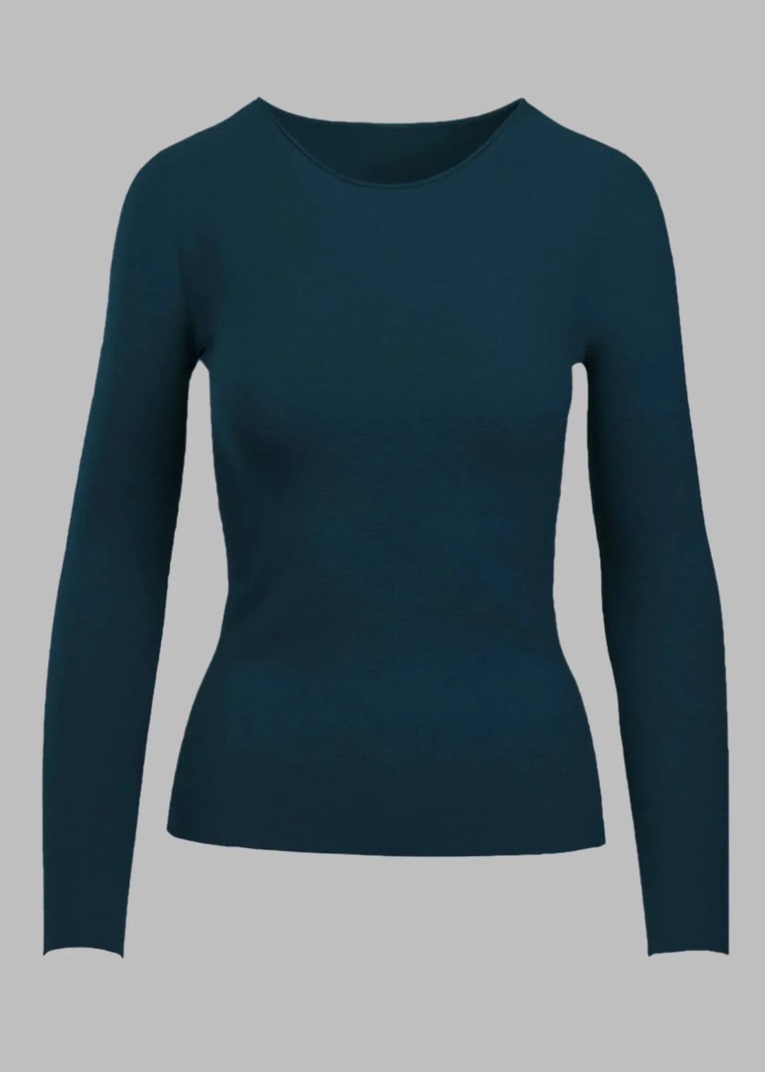 KIA Ecoviscose lightweight top in deep teal, made-to-order sustainable knitwear by Maison Alltrueist, made in the USA.