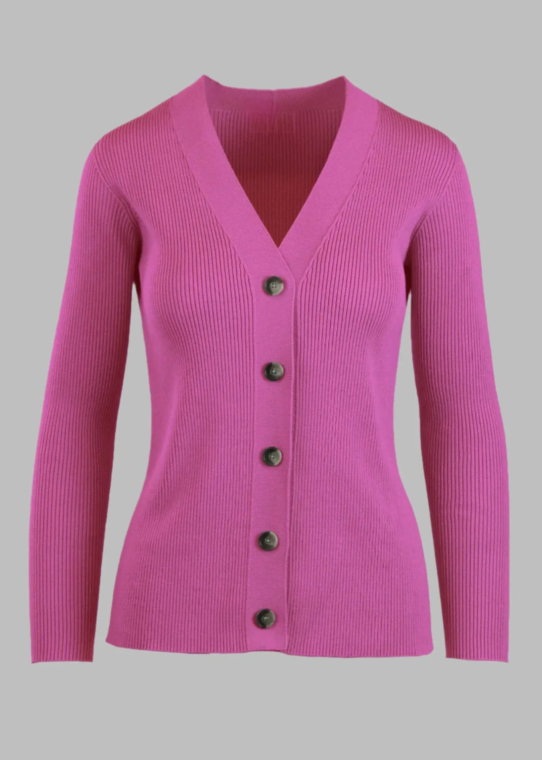 JASMINE sustainable ribbed cardigan in pink, made-to-order eco-friendly knitwear by Maison Alltrueist.