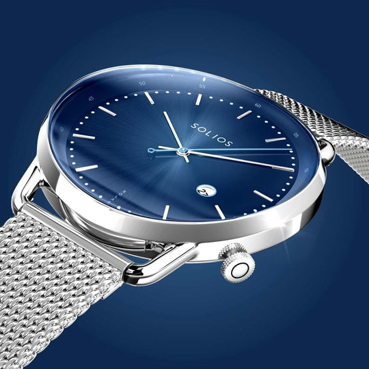 The Solar Curve | Blue Dial - Silver Case