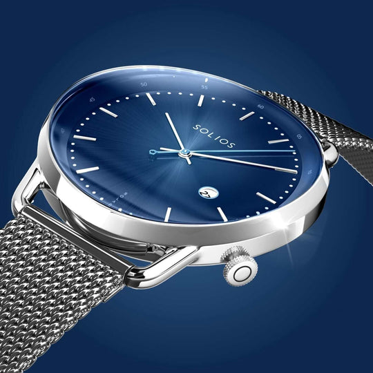 The Solar Curve | Blue Dial - Silver Case