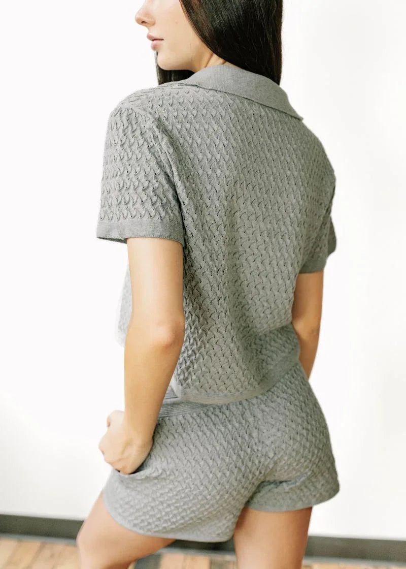 WANDA | Egyptian Cotton Pointelle knit Polo Shirt