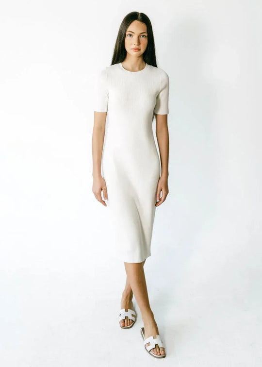 CELESTE | Short Sleeve Crew-Neck Rib Dress