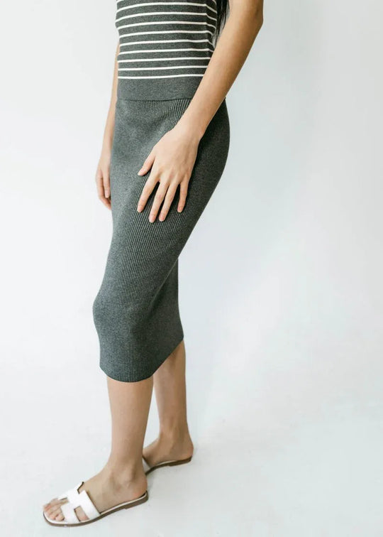ELLERY | Ribbed High Waisted Midi Skirt