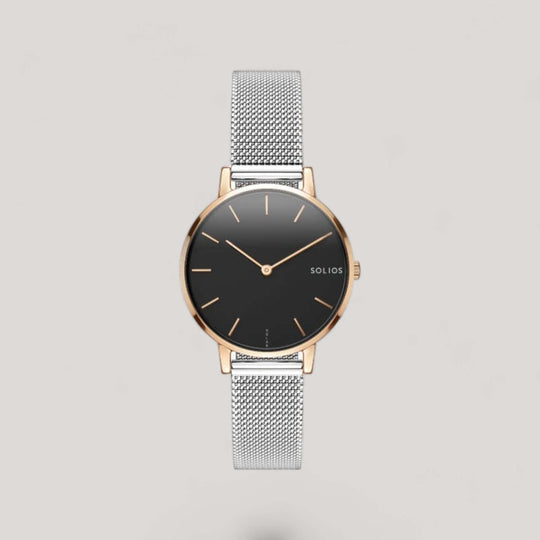 The Solar Mini | Black Dial - Rose Gold Case