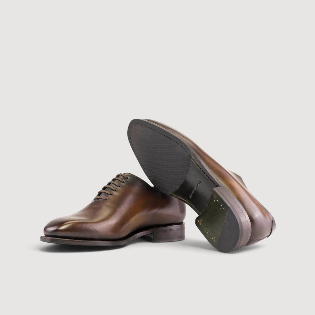 Wholecut Oxford Shoes - Brown - Hand-Painted Leather | Goodyear Welt