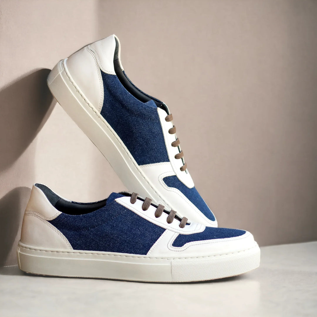 VERVE | Low Top Trainer -Blue Denim &amp; White | Women&