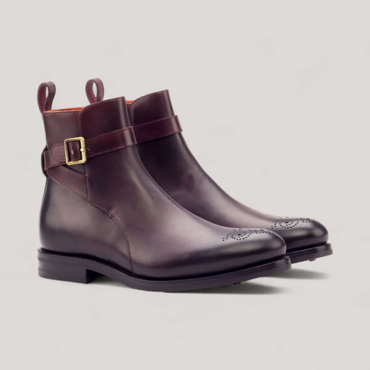 Jodhpur Boots - Burgundy - Burnished Leather | Goodyear Welt