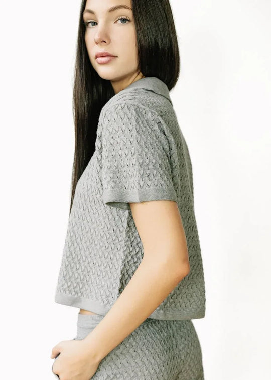 WANDA | Egyptian Cotton Pointelle knit Polo Shirt