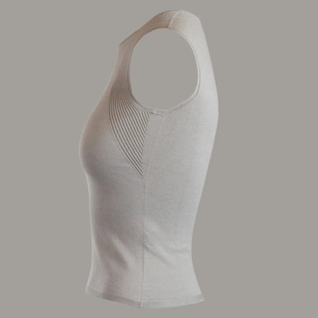 AGNES Ecoviscose slim tank top by Maison Alltrueist, sustainable luxury knitwear, made-to-order, USA.