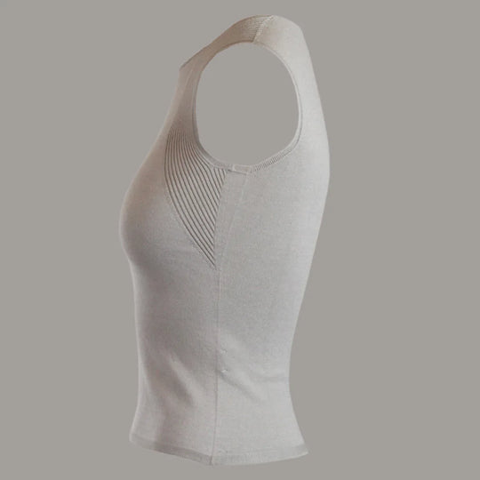 AGNES Ecoviscose slim tank top by Maison Alltrueist, sustainable luxury knitwear, made-to-order, USA.