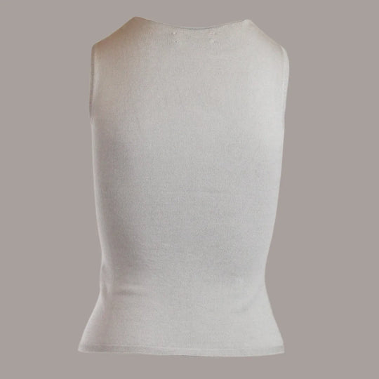 Back view of AGNES ecoviscose slim tank top, made-to-order sustainable knitwear by Maison Alltrueist.