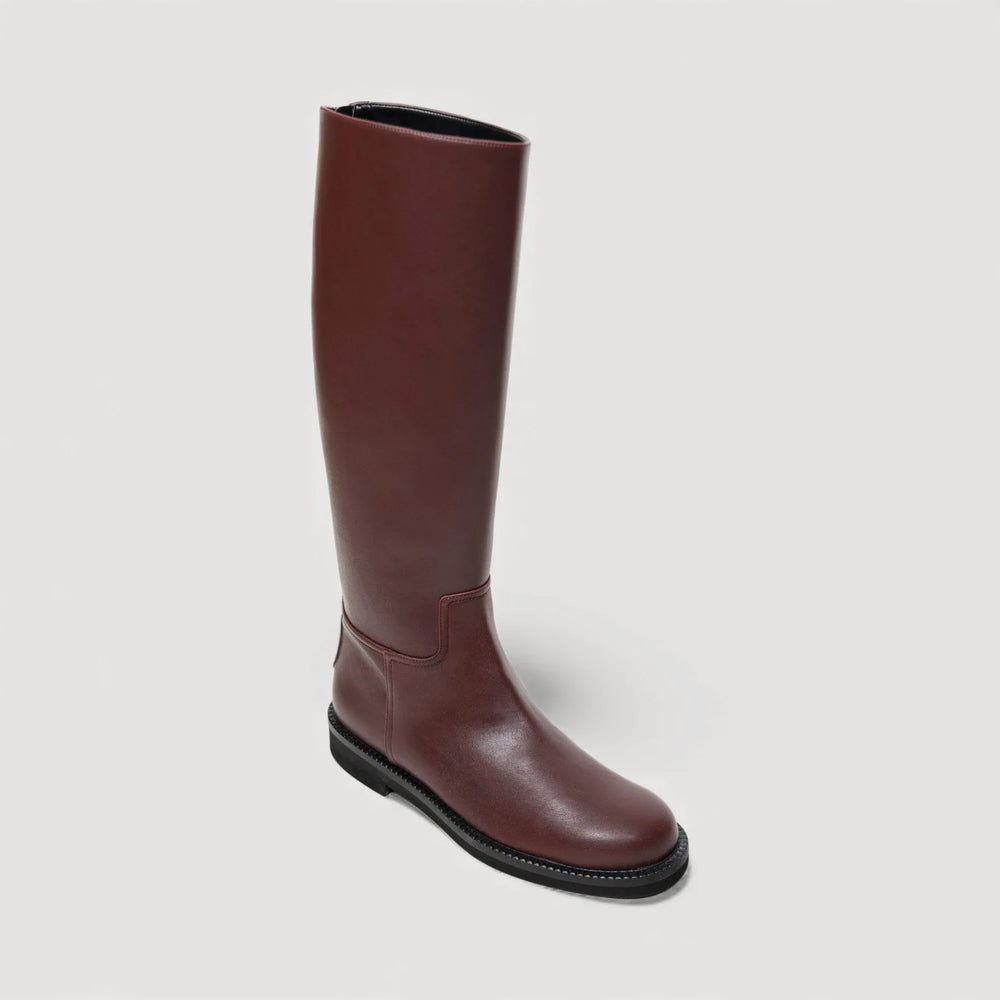ADA | Knee-High Brown Boots by AERA NEW YORK, luxury vegan shoes inspired by equestrian style with modern design.