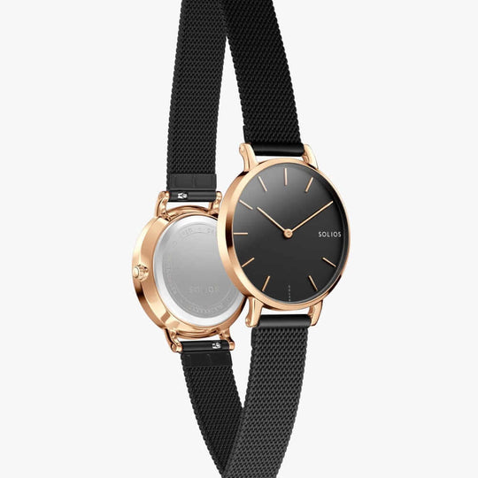 The Solar Mini | Black Dial - Rose Gold Case