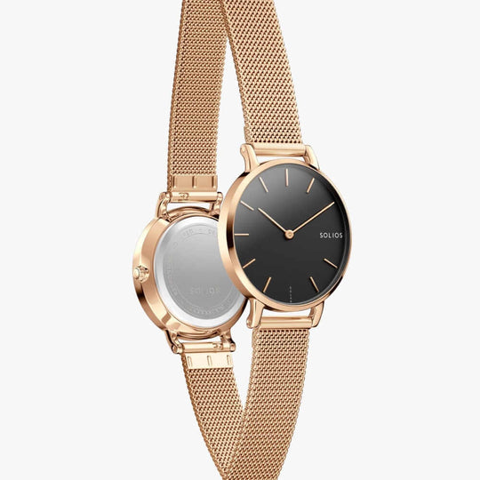 The Solar Mini | Black Dial - Rose Gold Case