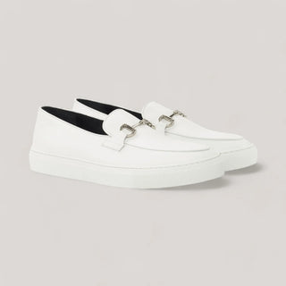 ICARUS | Loafer Vegan Sneakers - Metal-Bit - White & Silver | Men's