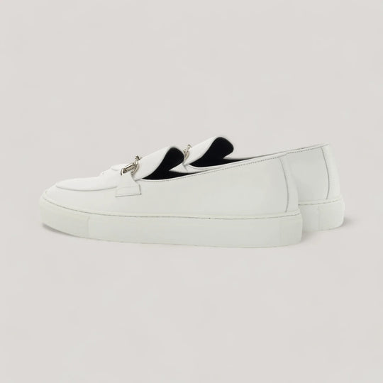ICARUS | Loafer Sneakers - Metal-Bit - White &amp; Silver | Men&