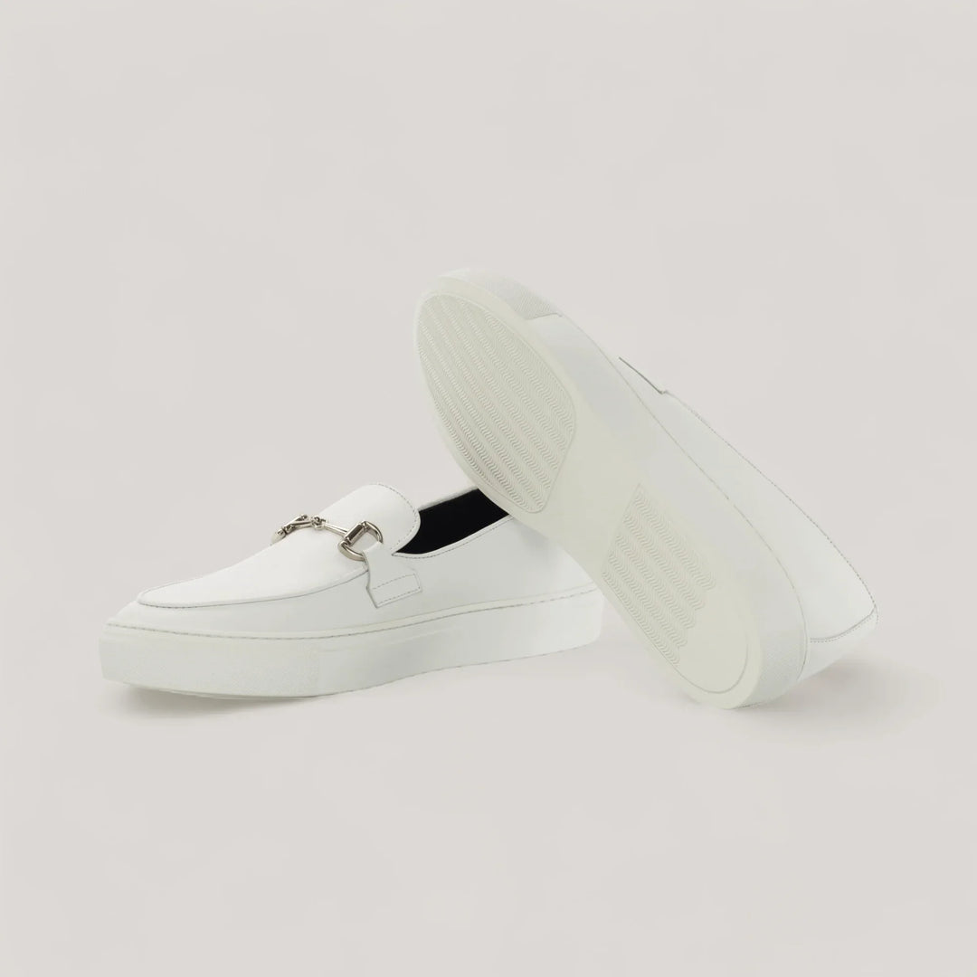 ICARUS | Loafer Sneakers - Metal-Bit - White &amp; Silver | Men&