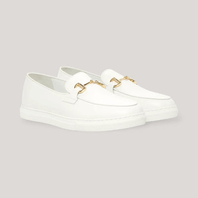 ICARUS | Loafer Vegan Sneakers - Metal-Bit - White & Gold | Men's