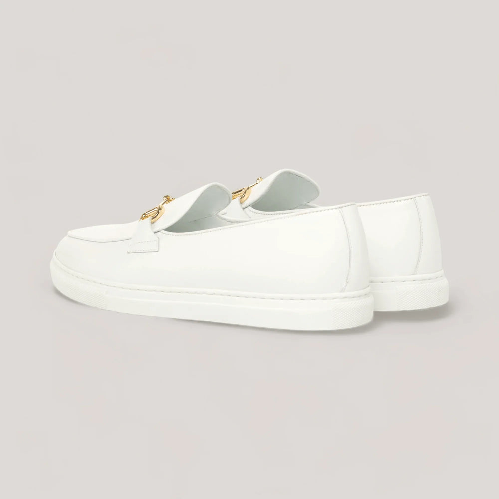 ICARUS | Loafer Sneakers - Metal-Bit - White & Gold | Men's | Men's Shoes | MADE-TO-MEASURE by ALLTRUEIST | allTRUEist