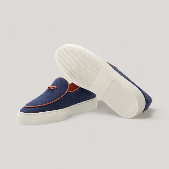 ICARUS | Loafer Sneakers - Denim - Blue &amp; Cognac | Men&