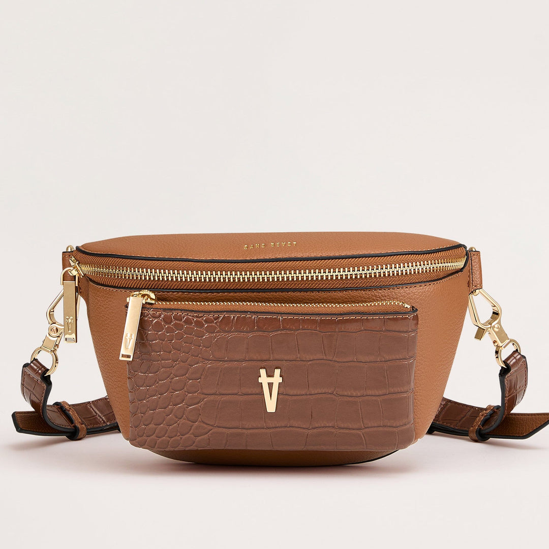 Bright Spark Vegan Crossbody Bag Brown front view