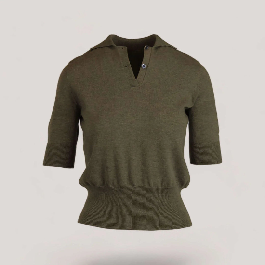AUDREY | Egyptian Cotton Polo Shirt | COLOR: CACCIA |3D Knitted by ALLTRUEIST