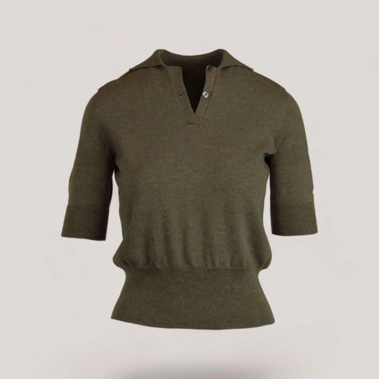 AUDREY | Egyptian Cotton Polo Shirt | COLOR: CACCIA |3D Knitted by ALLTRUEIST