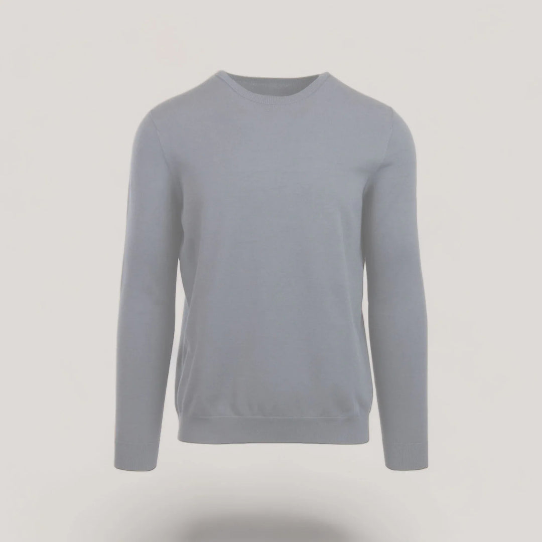 CALEB SHORT | Ecoviscose - Men's Crewneck Sweater in light gray, sustainable and durable eco-friendly fashion