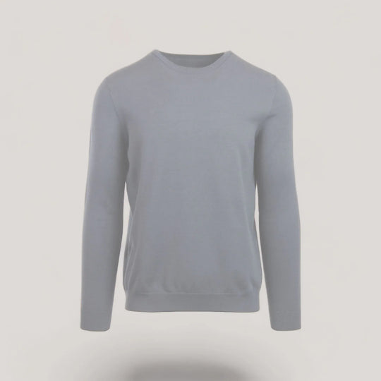 CALEB SHORT | Ecoviscose - Men's Crewneck Sweater in light gray, sustainable and durable eco-friendly fashion