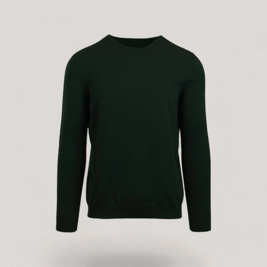 CALEB SHORT | Ecoviscose - Men's Crewneck Sweater in green, sustainable EcoVero Viscose, durable, sophisticated style, on-demand production.