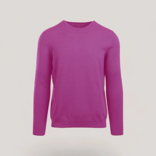 CALEB SHORT | Ecoviscose - Men's Crewneck Sweater in vibrant pink