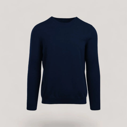 CALEB SHORT | Ecoviscose - Men's Crewneck Sweater in navy blue, sustainability-focused fashion.
