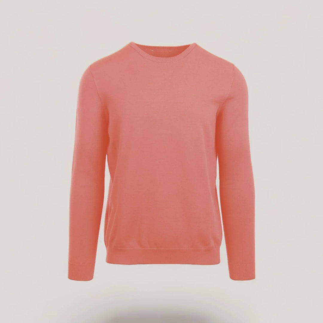 CALEB SHORT | Ecoviscose - Men's Crewneck Sweater in coral, sustainable and stylish, made from EcoVero Viscose.