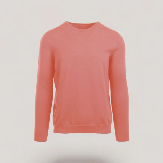CALEB SHORT | Ecoviscose - Men's Crewneck Sweater in coral, sustainable and stylish, made from EcoVero Viscose.