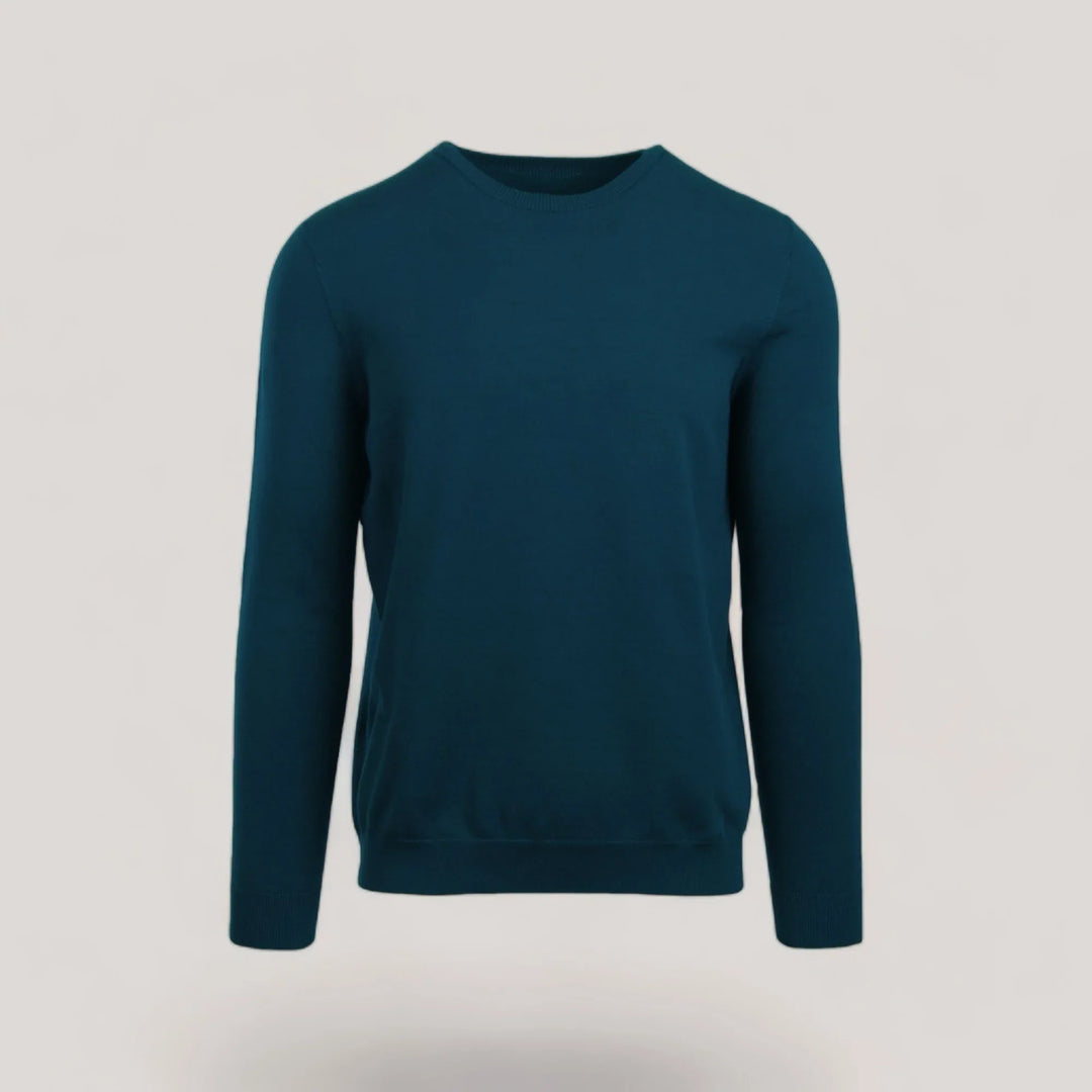 CALEB SHORT | Ecoviscose - Men's Crewneck Sweater in teal, eco-friendly and stylish, crafted for durability and sustainability.