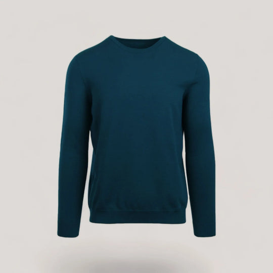 CALEB SHORT | Ecoviscose - Men's Crewneck Sweater in teal, eco-friendly and stylish, crafted for durability and sustainability.