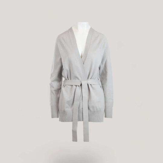 CALLIE | Belted Robe Cardigan | COLOR: BORDEAUX, IVORY, PEACH, CEMENT, LIGHT BLUE, MAGENTA, PEACOCK, CRIMSON, LIGHT HEATHER GREY, CHARCOAL, SLATE GREY, BROWN, LODEN, NAVY, BLACK, WHITE |3D Knitted by ALLTRUEIST