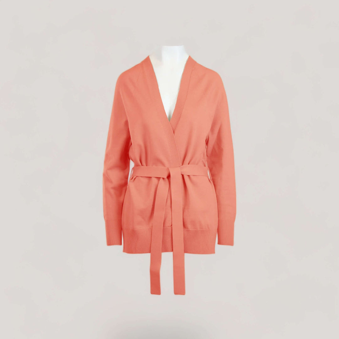 CALLIE | Belted Robe Cardigan | COLOR: BORDEAUX, IVORY, PEACH, CEMENT, LIGHT BLUE, MAGENTA, PEACOCK, CRIMSON, LIGHT HEATHER GREY, CHARCOAL, SLATE GREY, BROWN, LODEN, NAVY, BLACK, WHITE |3D Knitted by ALLTRUEIST